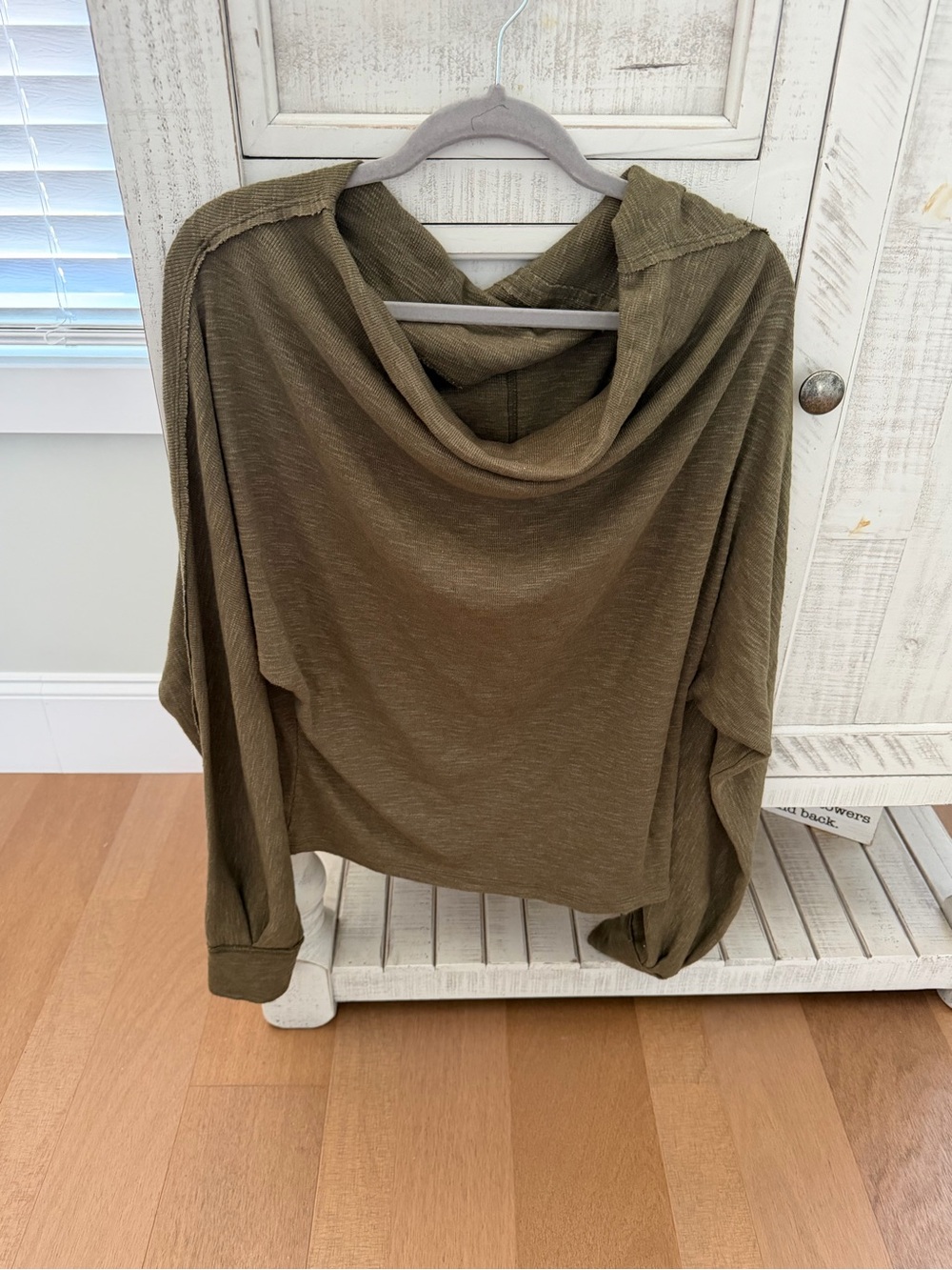 Free People Olive Green Draped Cowl Neck Women’s Sweater